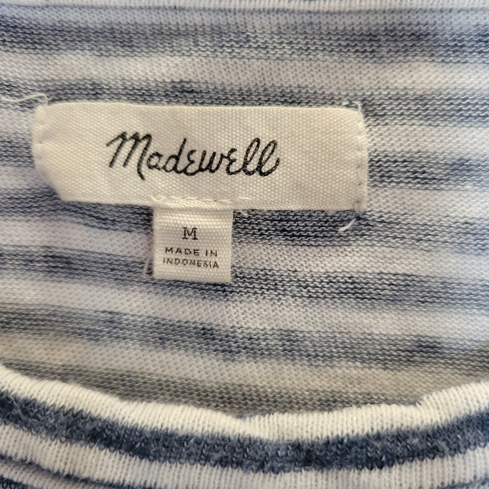 Madewell Women's Side Tide Blue and White Striped Long Sleeve T Shirt Size M - Picture 6 of 11